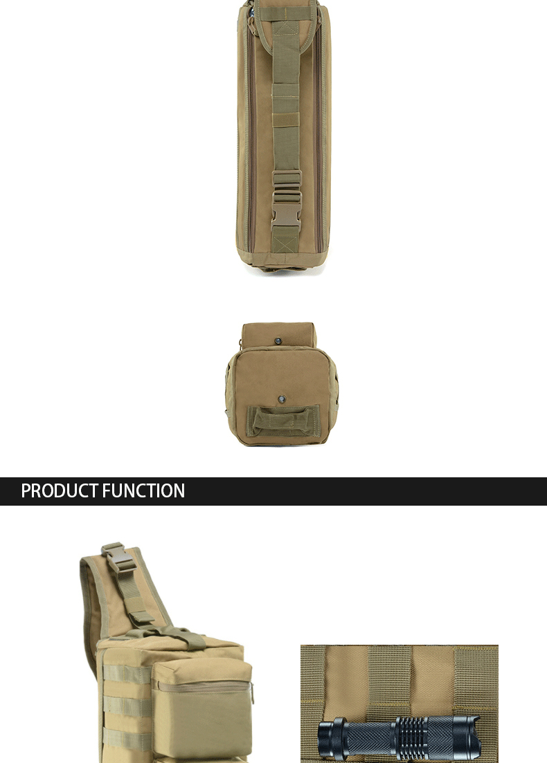 Comfortable Inclined Shoulder Backpack Khaki Bag with External Frame and Three Pockets
