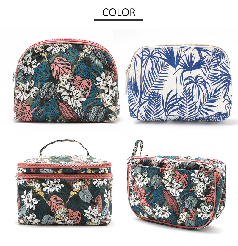 Beauty Eco Friendly Canvas Portable Floral Cosmetic Bag