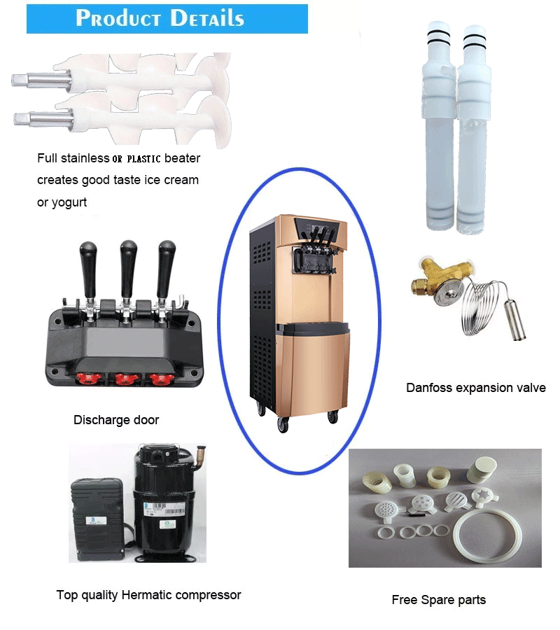 220V Soft Serve Ice Cream Machine for Food Trucks Electric Power Source and Low Maintenance