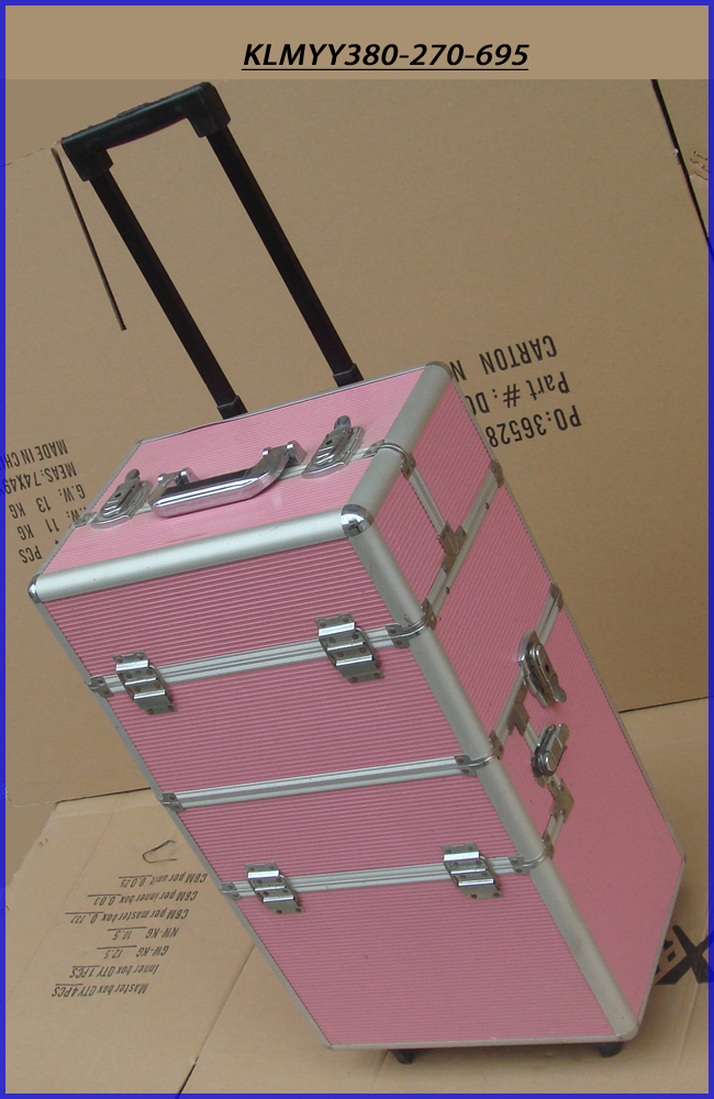 Rolling aluminum barber tool case with drawers/barber tool case KLMYY380-270-695