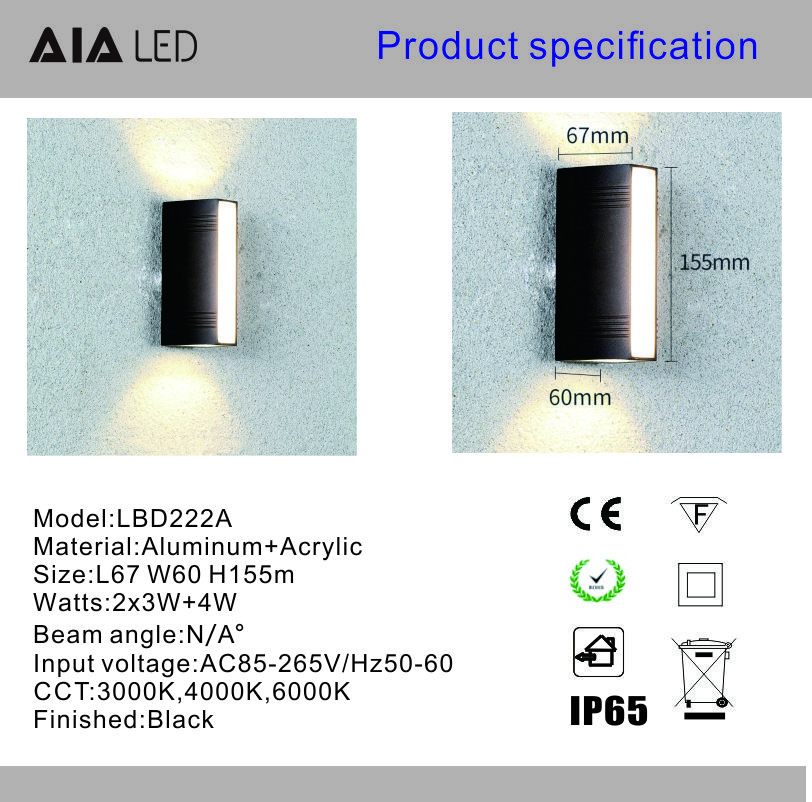External wall lamps waterproof garden light staircase wall lamp surface three sides luminous wall light