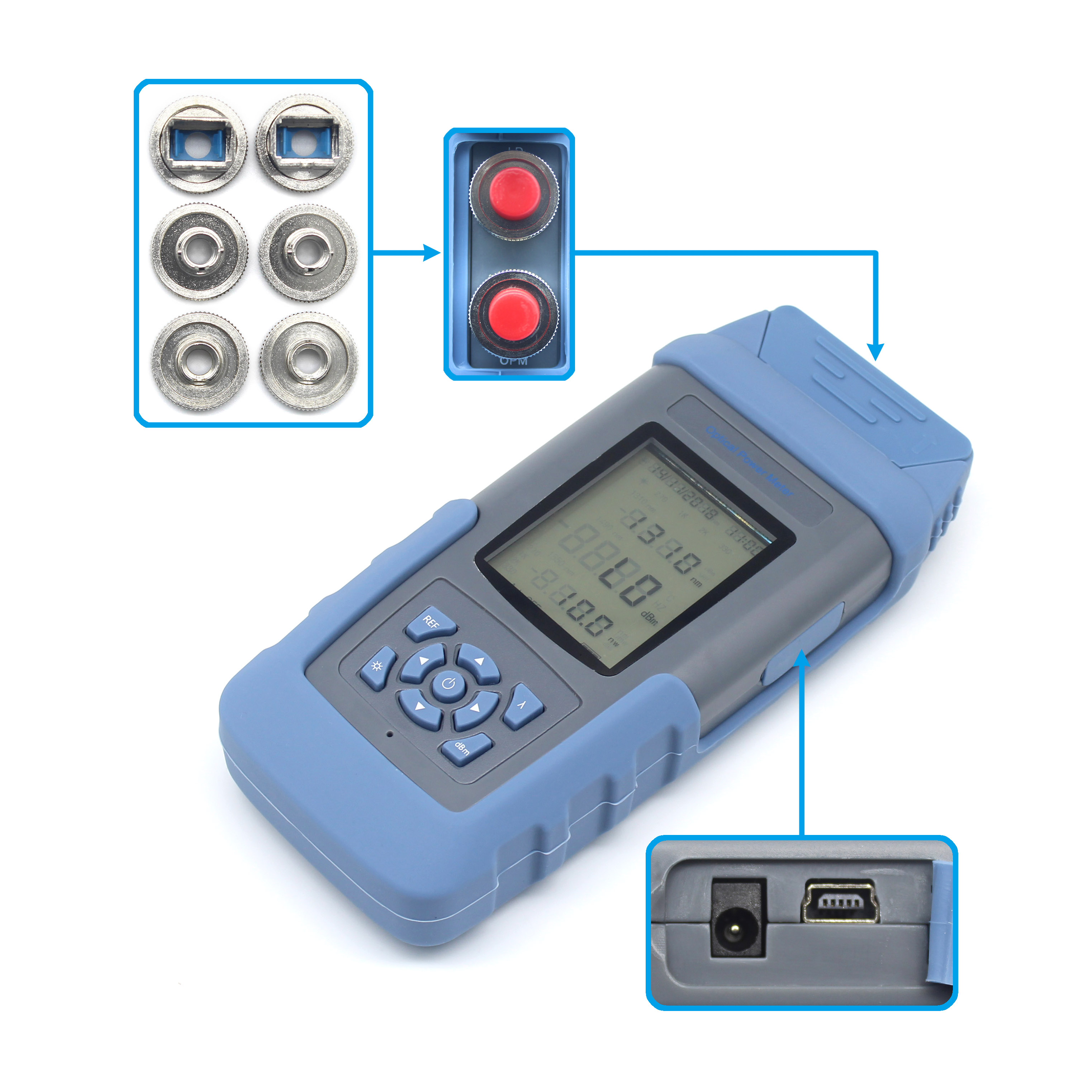 800-1700nm Wavelength Range Fiber Optic Power Meter and VFL Cable Tester for Power Testing