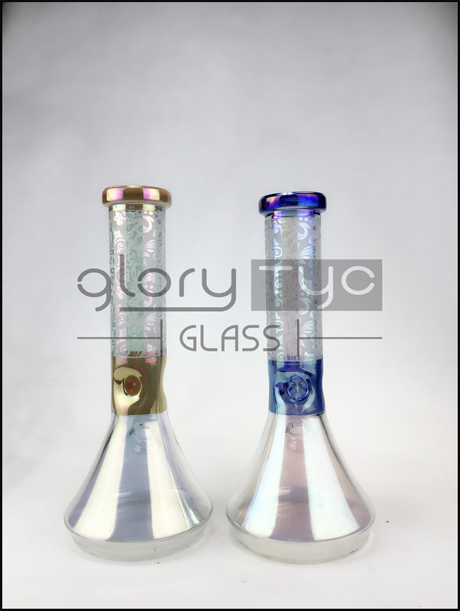9" Borosilicate Glass Bongs Cream White Vivid Anime Laugh Teasing Face Hookah