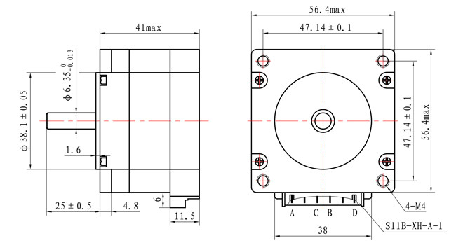 2 Phase 1.8° 57 NEMA 23 Stepper Motor 41MM Body 1.0A Engraving Machine
