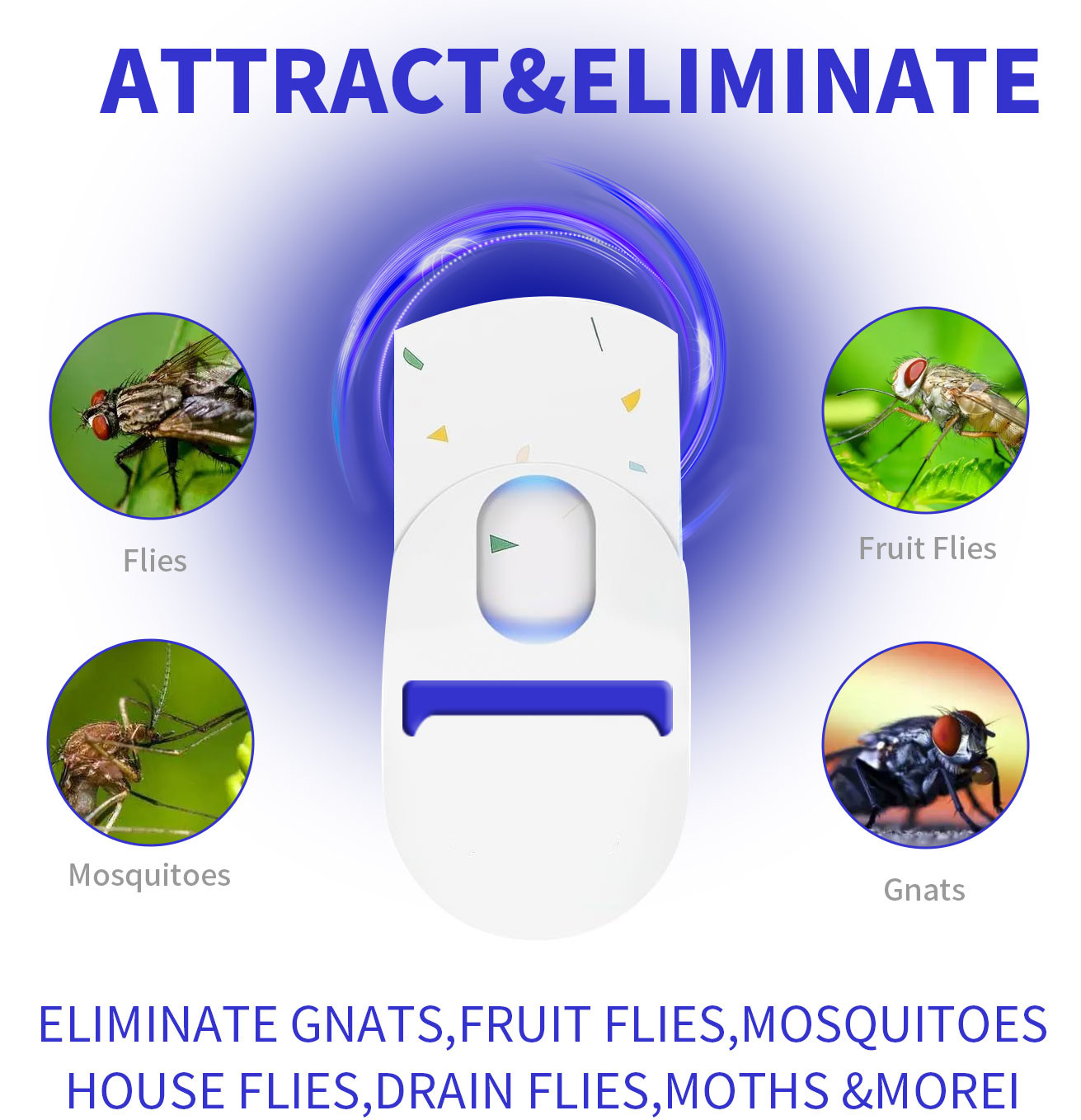 JZ Pest Control Indoor Household Plug in Style UVA LED Blue Light Electric Power Automatic Fly Catcher