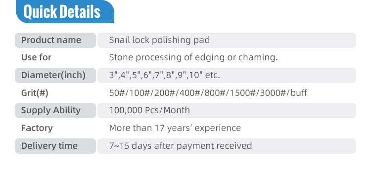 Customized Colors 6 inch Snail Lock Diamond Edge Polishing Pads for and Long Lifespan