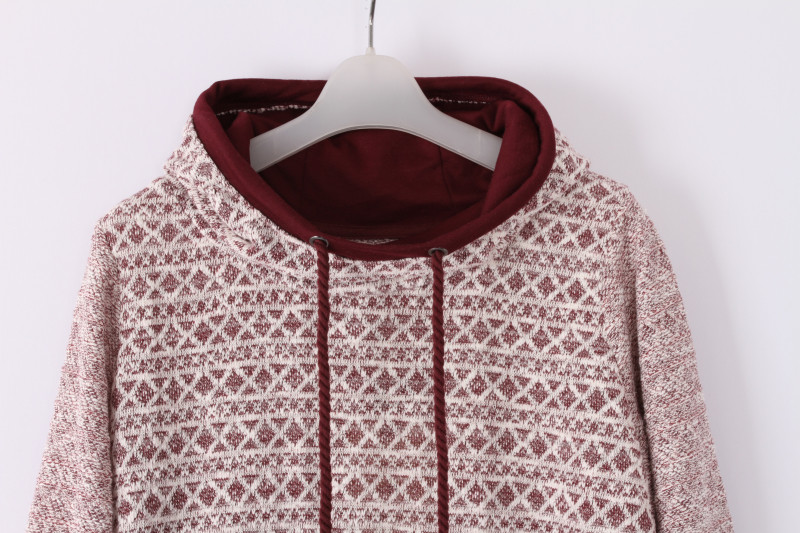 Burgundy Terry Cloth Sweatshirt Womens 53% Cotton 47% Polyester