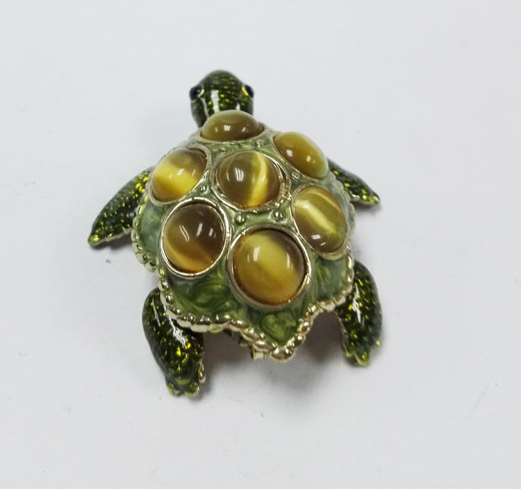 Metal Turtle jewelry box with diamond Decoration new mini turtle jewelry box