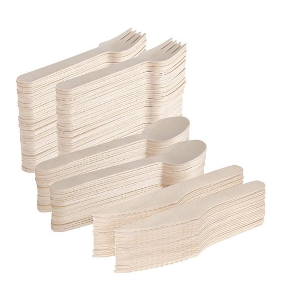 160mm Disposable Wooden Cutlery Set , Biodegradable Wooden Cutlery Individually