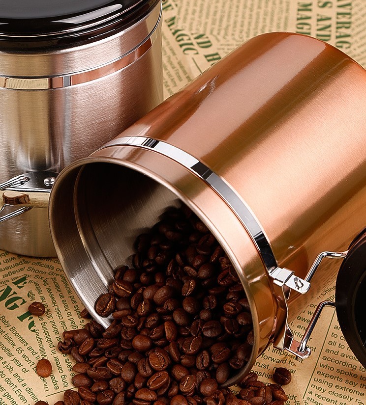 500g Stainless Steel Essential Barista Tools Coffee Airtight Canister With Co2 Valve And Spoon