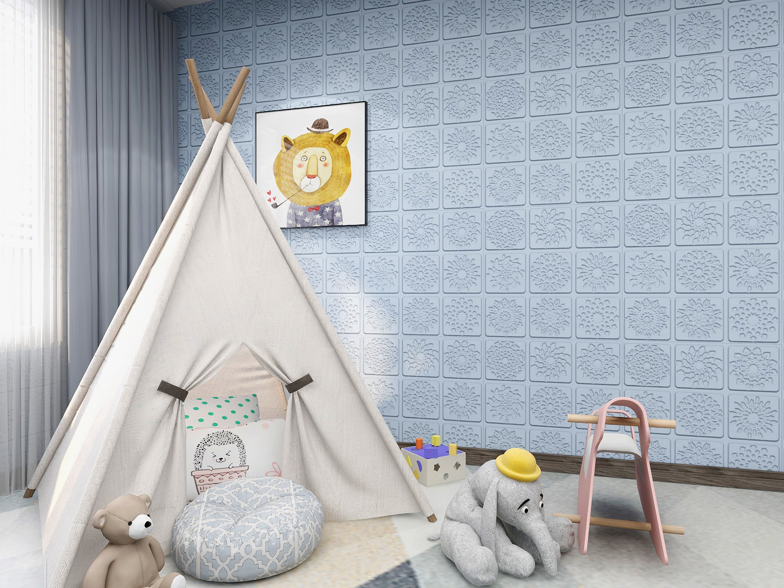 Household 3D PE Foam Wallpaper Brown Blue Yellow 3D Foam Wallpaper Waterproof