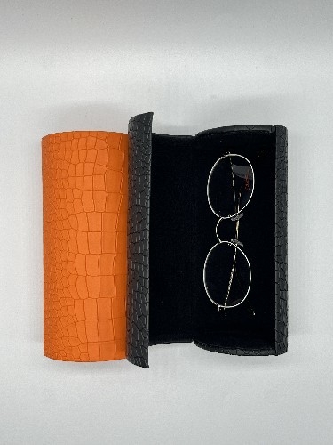 Multicolor Unisex Reading Glasses Case Lines Printed With Magnet Button Flag