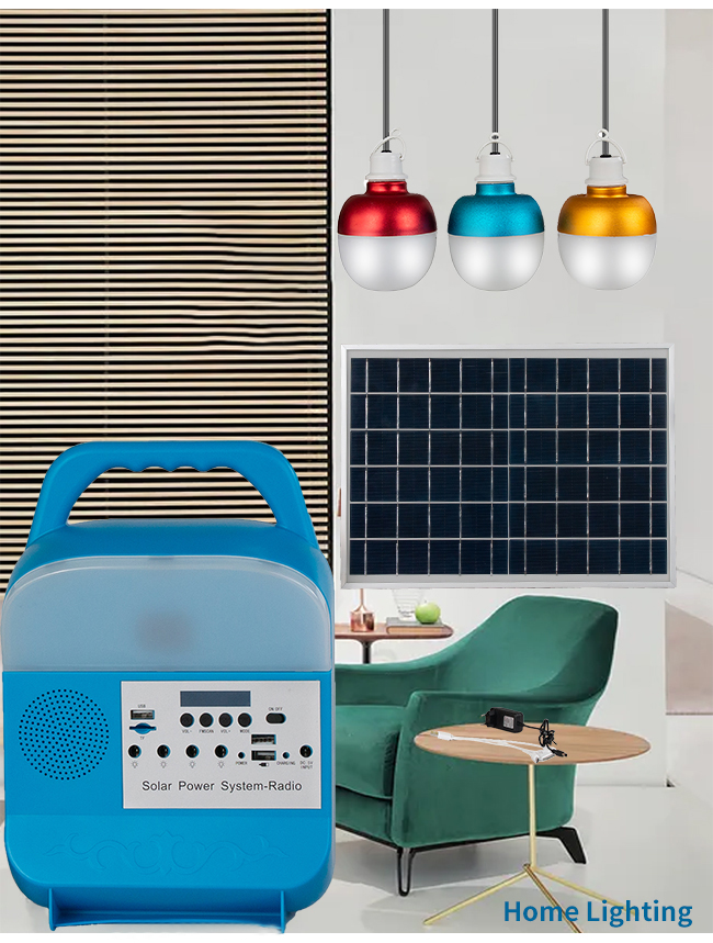 Garden 8000mah 9W*3PCS Solar Light Kits With FM Radio
