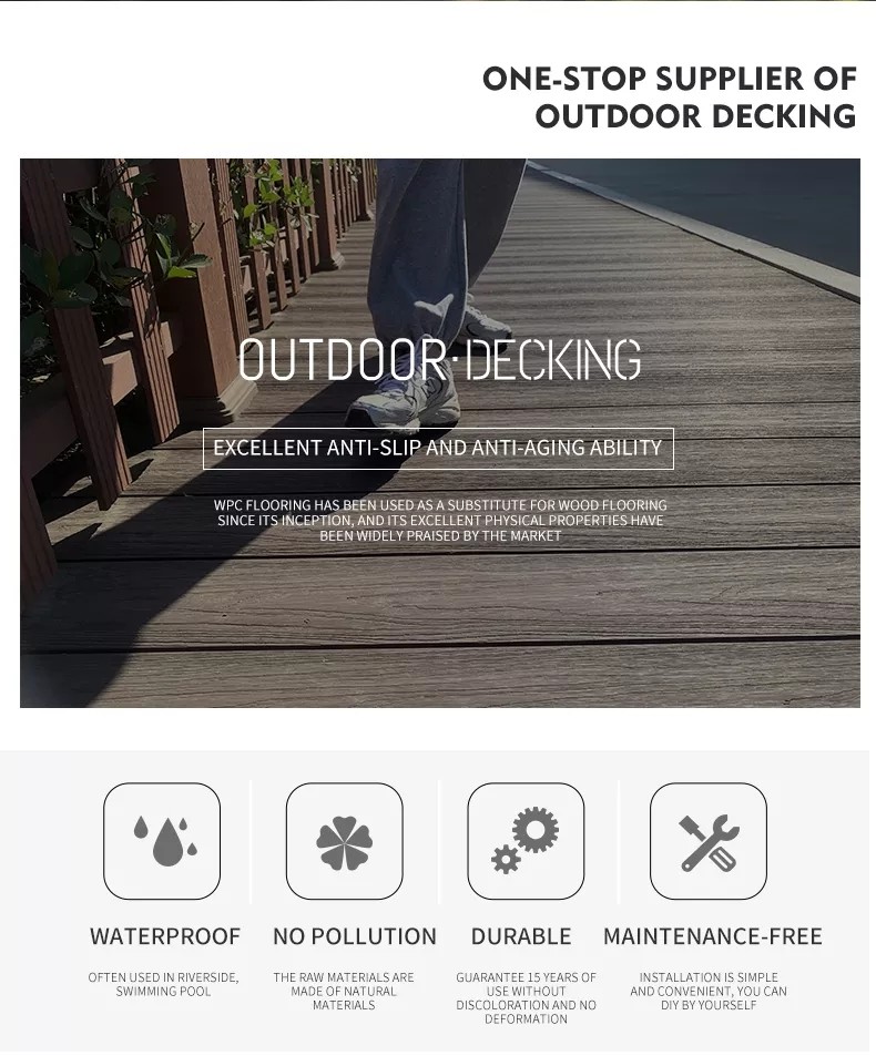 WPC Wood Plastic Composite Flooring Decking Deco Board For Outdoor Garden Decoration
