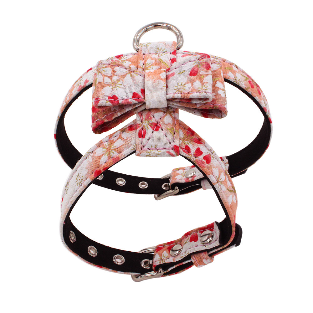Lightweight Luxury Custom Leather Dog Harness Fiber Material For Small Medium Dog