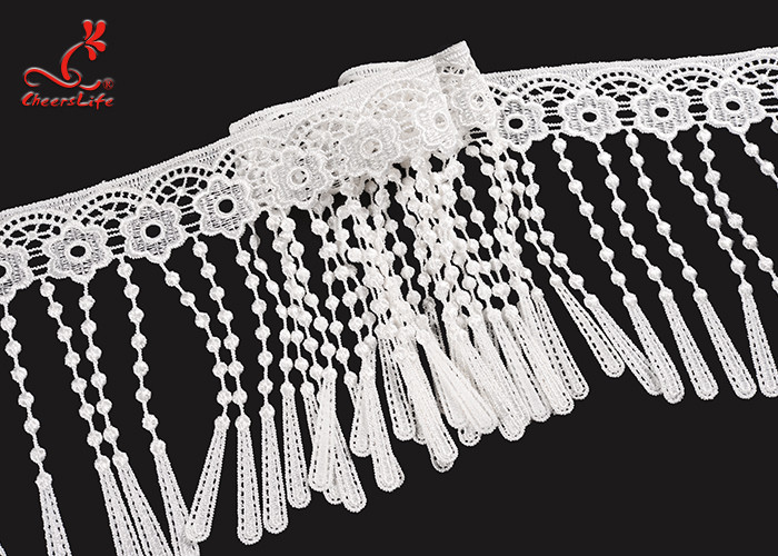 12Cm Polyester Water Soluble Lace Chemical White Fringe Tassel Embroidered Trim Ribbon