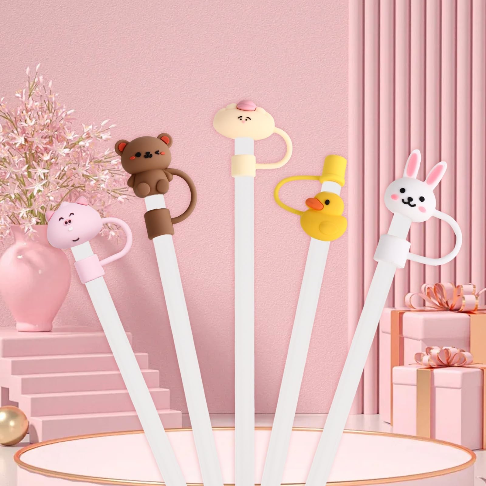 Silicone Flower Straw Toppers Reusable Covers And Caps For 9-10mm Straws Fits Stanley 30 & 40oz Stambler Stanley Cap Lid