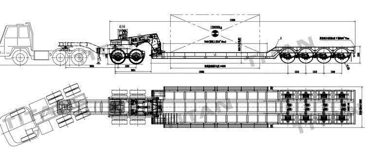 150 Ton Removable Gooseneck Lowboy Trailer drawing