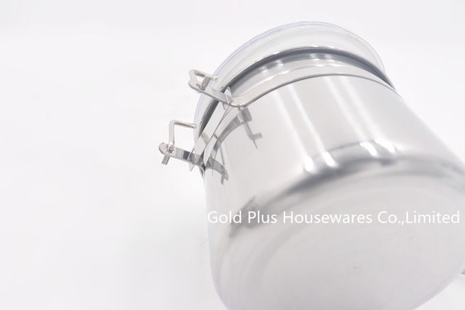 4pcs Kitchen organization metal steel candy can round shape food jar with clip lid