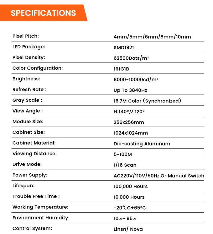 P4 P5 P6 P8 P10 10000nits IP65 waterproof 3840hz digital led signage led digital signage display