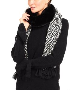 Buy cheap Animal 100 Wool Blanket Scarf , Jacquard Long Chunky Scarf With Middle Faux Fur product