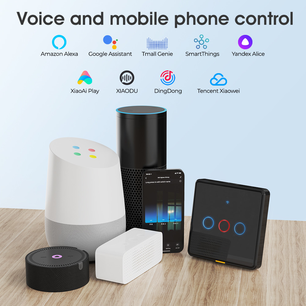 Tuya WiFi switch RF433 control Timing Voice App Alexa, Google Home Smart Home No Neutral Wire WiFi EU Wall Switch