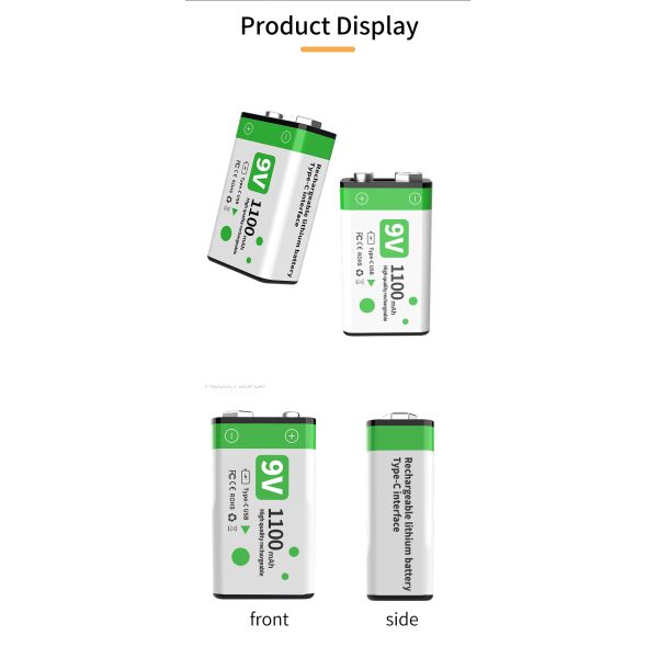 1100mAh 9V Lithium Rechargeable Battery Pack USB-C For Power Tools And Home Appliances