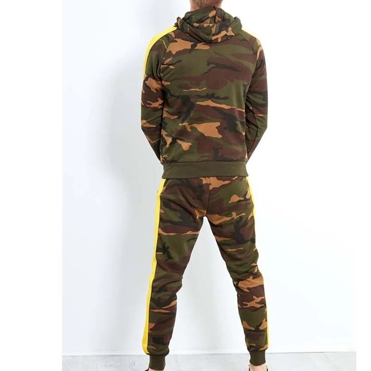 Camouflage Style Mens Hoodie Tracksuit Set Sweatsuit With Private Label