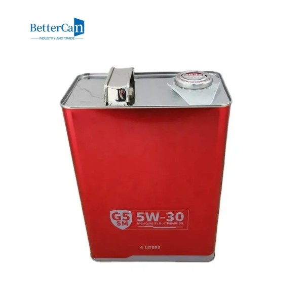 Engine Oil Metal Handle 4 Liter Empty Tin Cans With Metal Cap ODM 1 Gallon Pacakge