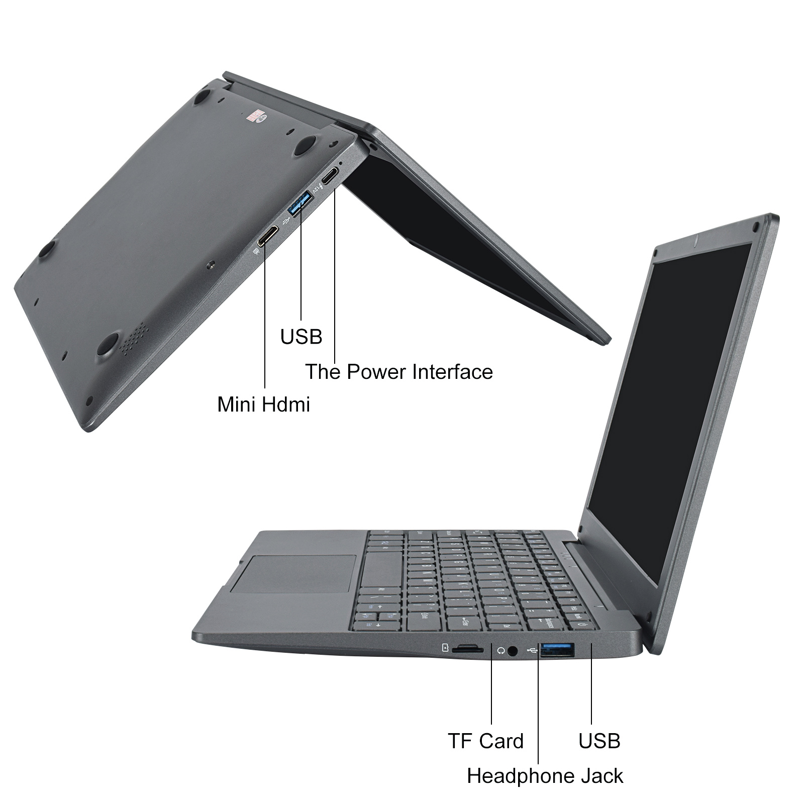 EU/US/UK Plugs Type 10.1 Inch Portable Mini Laptop with Intel Celeron N4020 CPU 8GB RAM 128GB SSD Win11 1TB HDD Metal Body