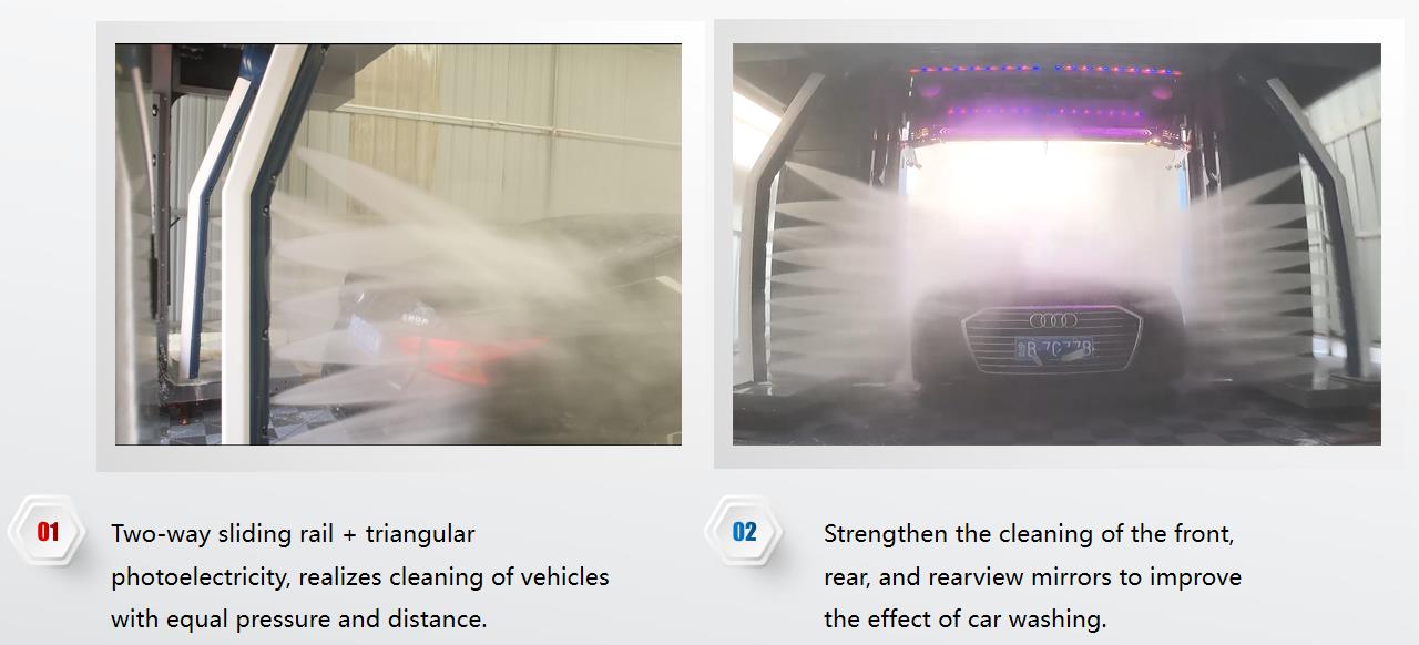 Hot-Dipped Galvanized Steel Frame Risense Double Arm Touch Free Brushless Car Wash System