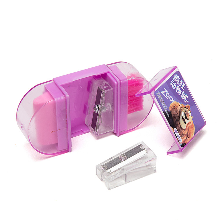 SP 613 Manual Eraser Brush Kit Cartoon Pencil Sharpener Kid Safe