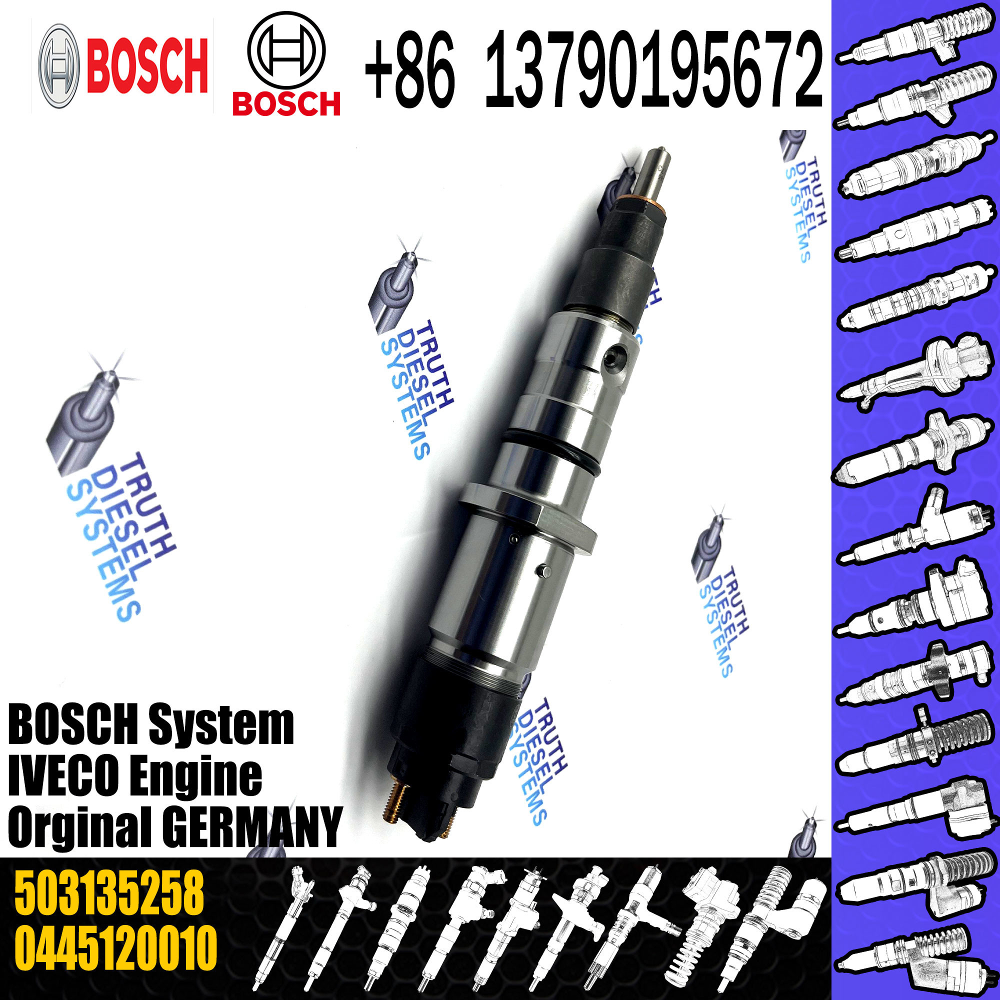 Common Rail Fuel Injector 0445120010 0445120009 0445120054 for IV-ECO 503135258 503140728 2855491