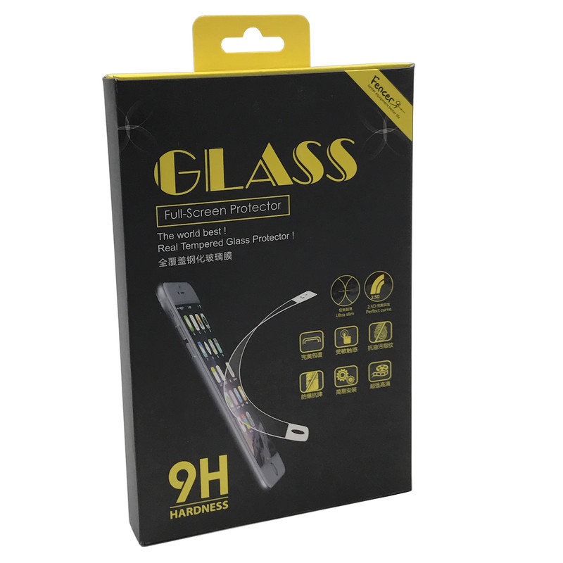 Wholesale Custom logo printed tempered glass phone screen protector paper boxes packaging box with hook