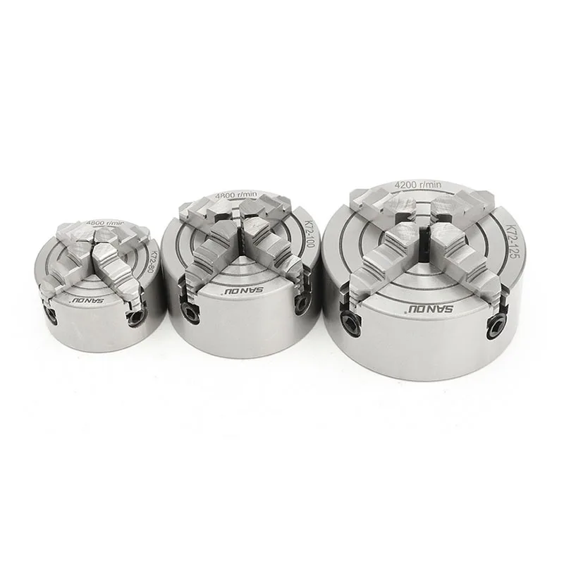 4 Jaw Independent Lathe Chuck 125mm K72- 125 Key 3pcs Mounting Bolt