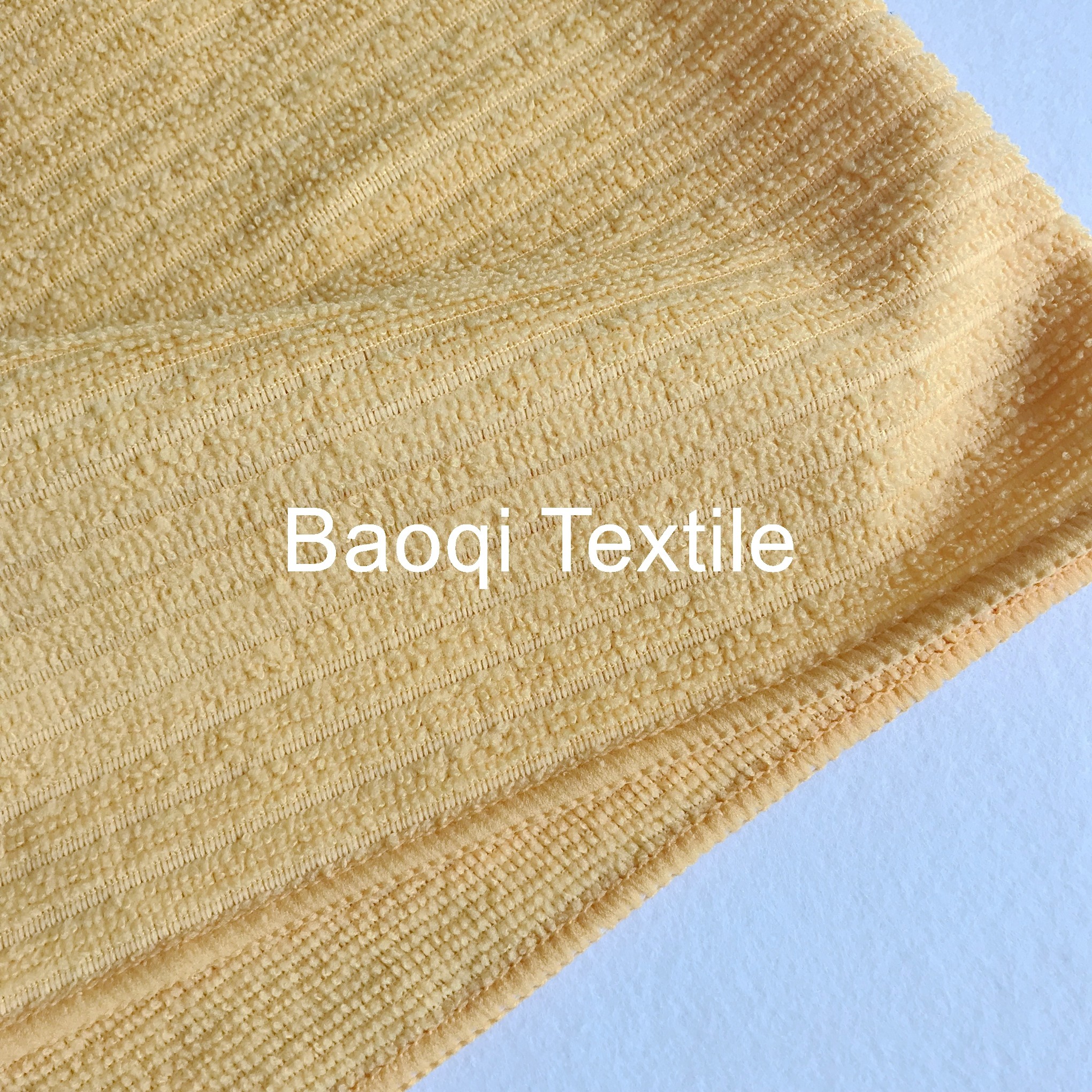 Yellow popular solid single stripe dish rags microfiber tea towels wipes,single side kitchen cleaning rags size 16*16“