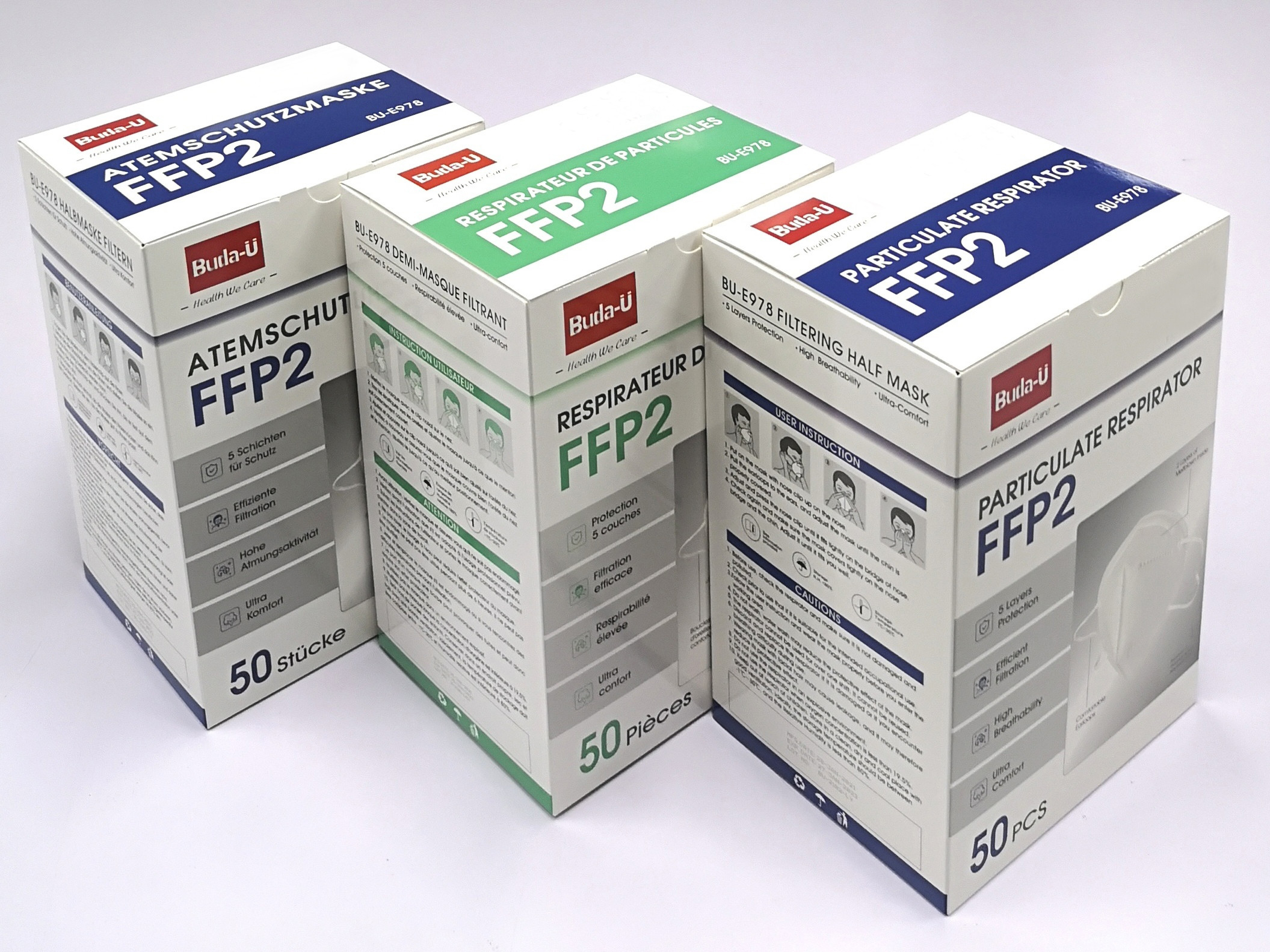 Spanish FFP2 Face Mask , Mask Respirator FFP2 CE 0370 In Spanish Packing Box , FFP2 Protective Mask In Spain