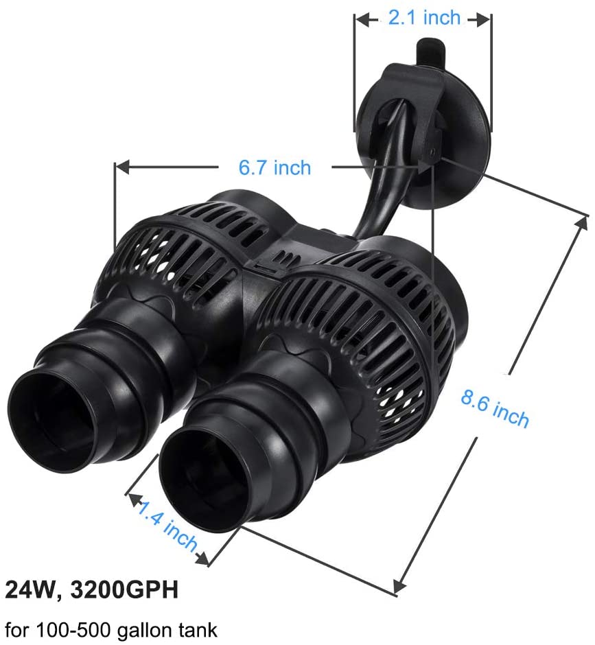 24W 3200GPH Fish Tank Wave Maker For Saltwater Aquarium
