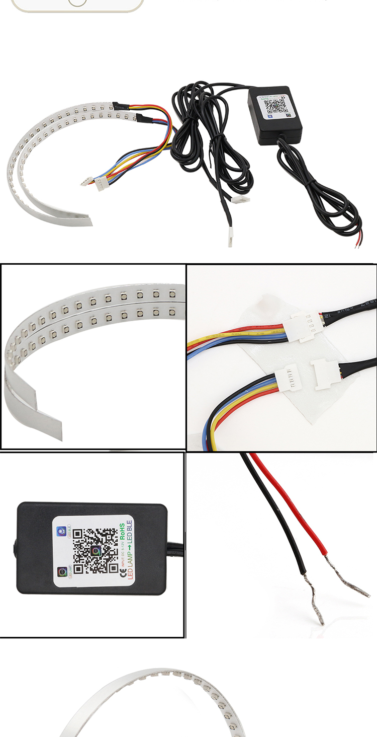IP 67 LED Car Ambient Lights APP Control Headlight Angel Eye Kits 360 Degree SMD Demon Halo Rings Kit