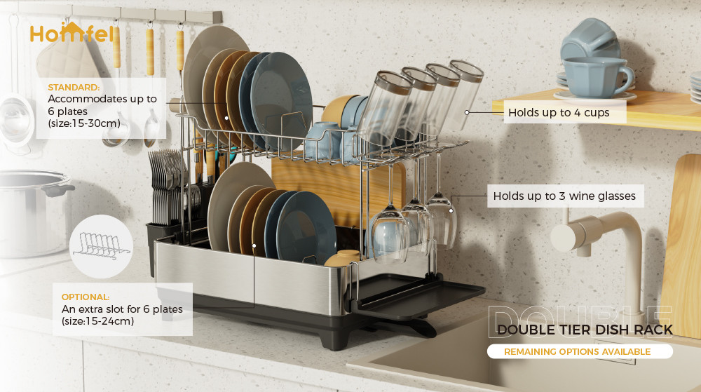 Rectangle Detachable Stainless Steel Dish Drying Rack For Compact Kitchen
