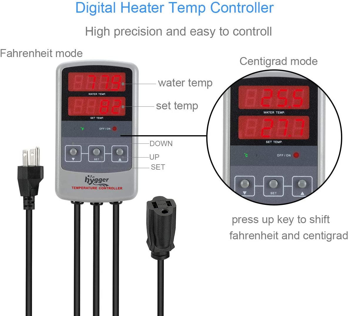 60Hz 100 Watt Compact Aquarium Heater 20 Gallon