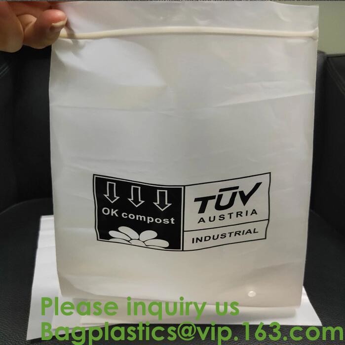 PLA compostable Clear poly custom printed plastic k bags,APPAREL Dress k Bag,garment packaging bag, bagease