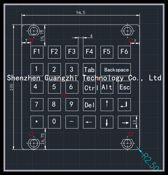 29 Keys 5x6 Matrix USB Interface Keyboard Printed SUS304 For ATM Machine