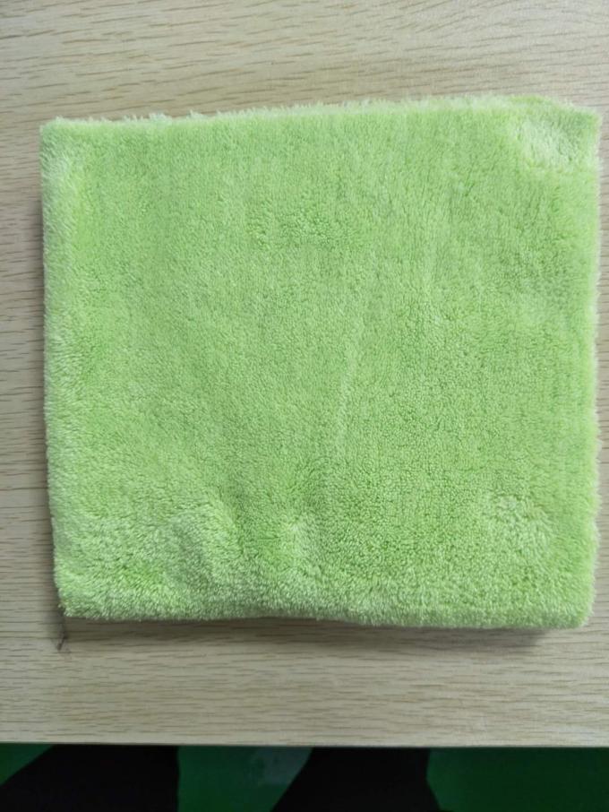 OEM Microfiber Dish Cloth Green Ultrasonic Trimming Coral Fleece 600gsm