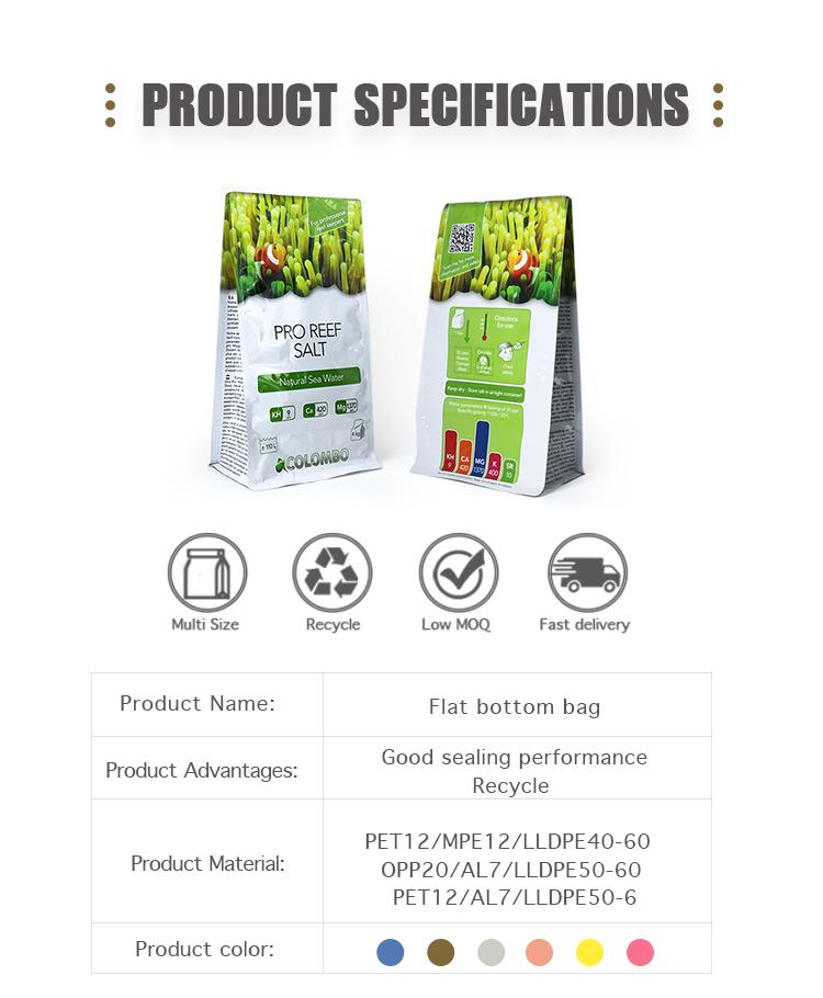 20kg Pesticide Aluminum Foil Stand Up Pouch Flat Bottom Organic Fertilizer Packaging Bags