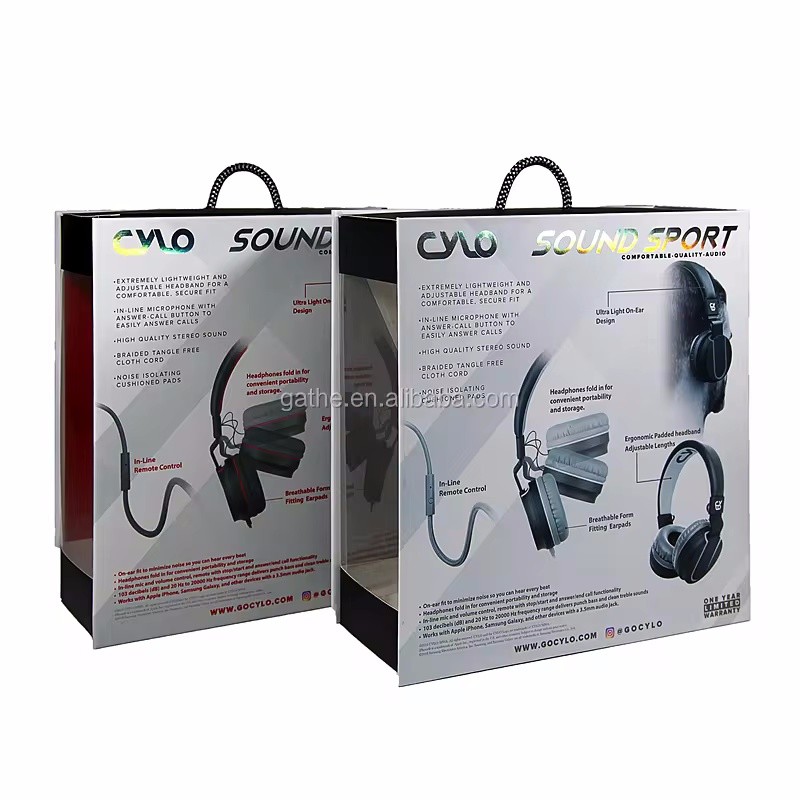 Printing Logo Wireless Bluetooth Headset Packaging Box Electronic Product Packaging Box With Hook