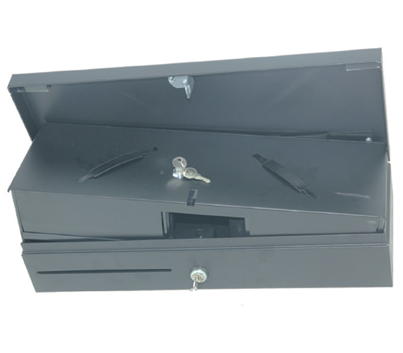 Black Mini RoHS 6V 12V POS Cash Drawer Flip Top Metal Cash Box