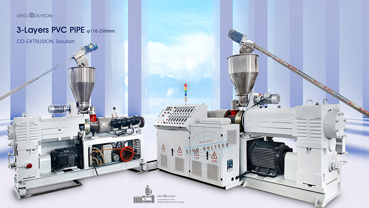 110kW Power Sino-HS 3 Layer PVC Pipe Making Machine / HDPE Pipe Machine / PPR Pipe Machine