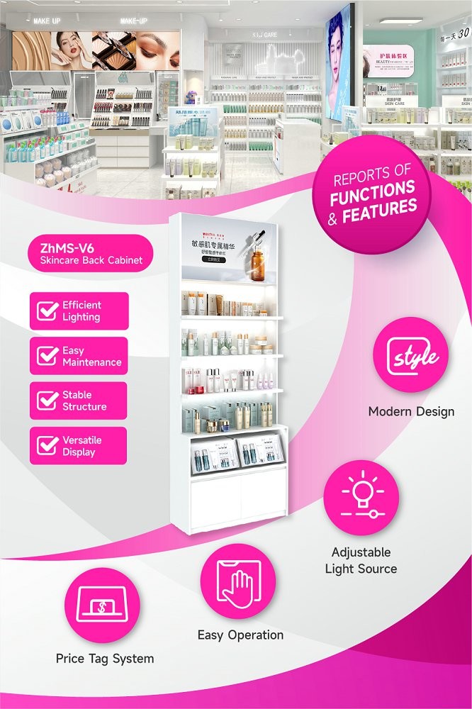 ZhMS-V6 Adjustable Light Source Skincare Display Cabinet with Soft Film Light Box