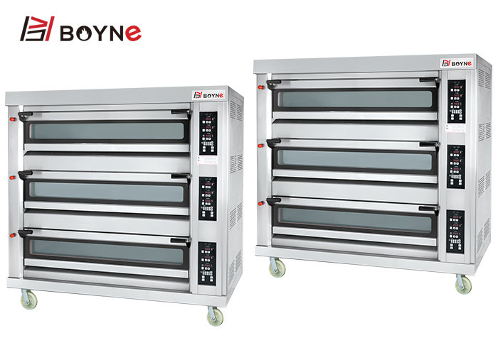220V Gas Type Stainless Steel Commercial Microcomputer Three Deck Nine Trays Bakery Oven
